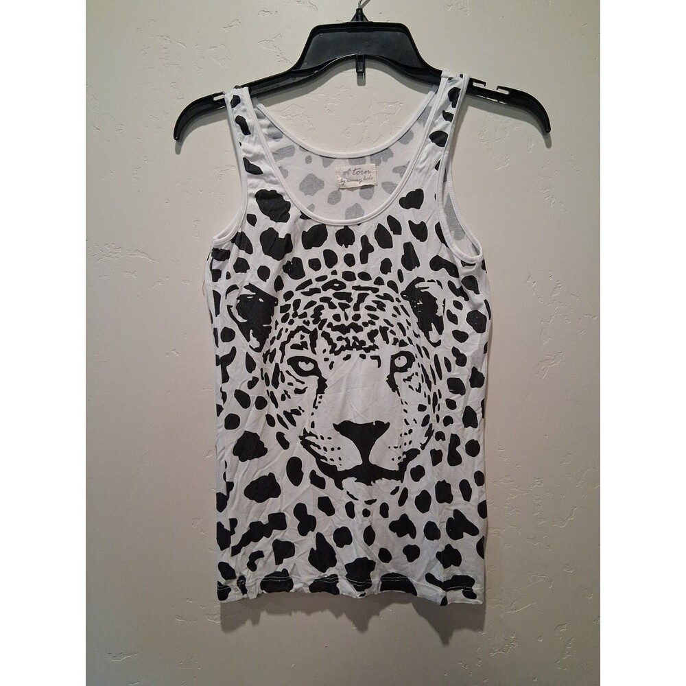 Torn Ronny Kobo Wmns Tank Top Sz L Comfy Animal Print Jaguar Leopard 90's Grunge